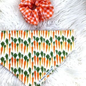 🐶 4 for $16 DOG BANDANA +  FREE SCRUNCHIE SET ( CARROT MEDLEY) 🐶